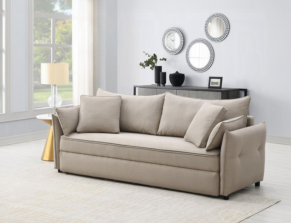 Martinus Beige Fabric Sofa Sleeper