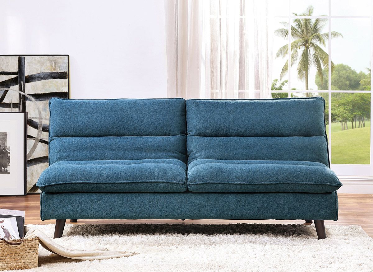 Marybell Blue Fabric Futon Sleeper