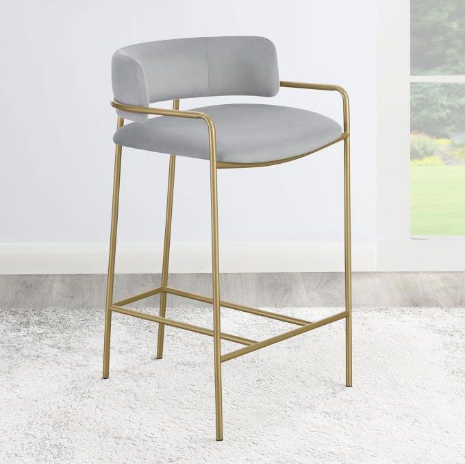 Matisse Grey Velvet Counter Height Stool