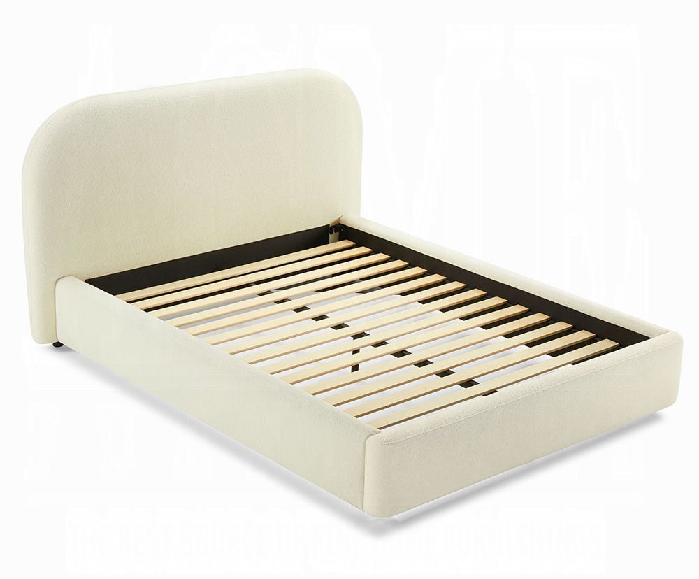 Maxy Beige Chenille Platform Bed