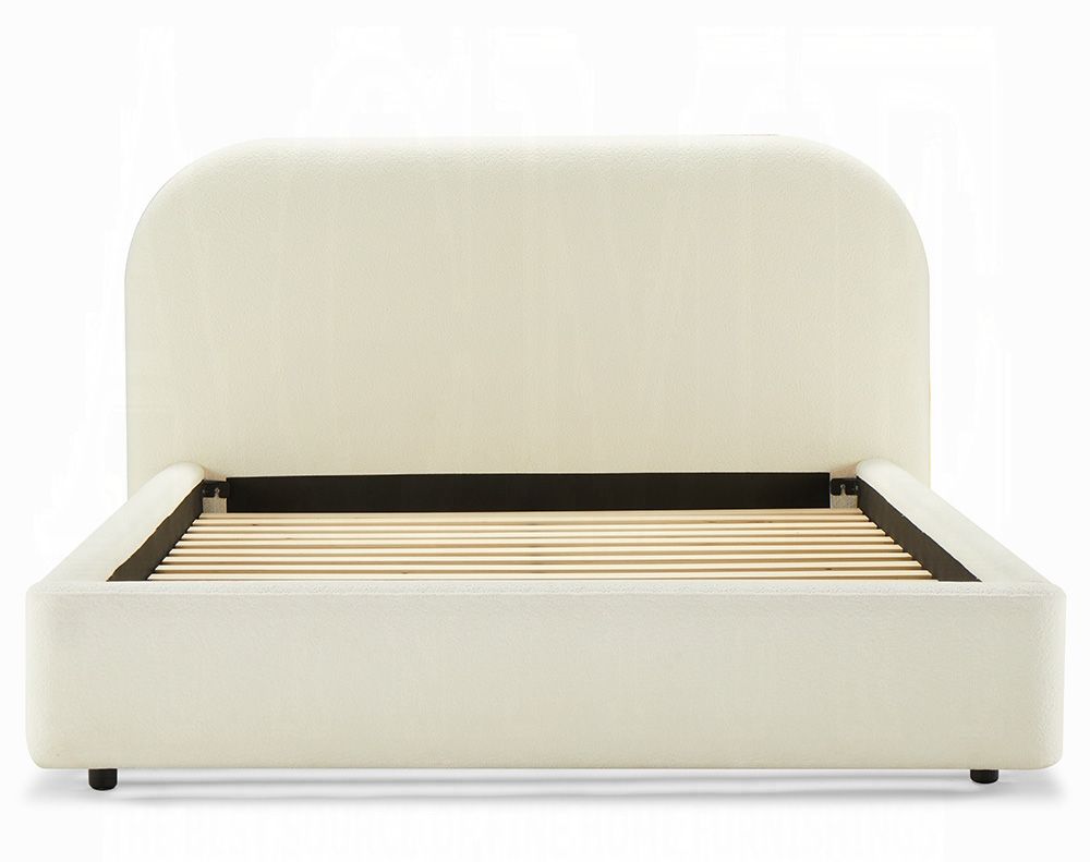 Maxy Beige Chenille Platform Bed