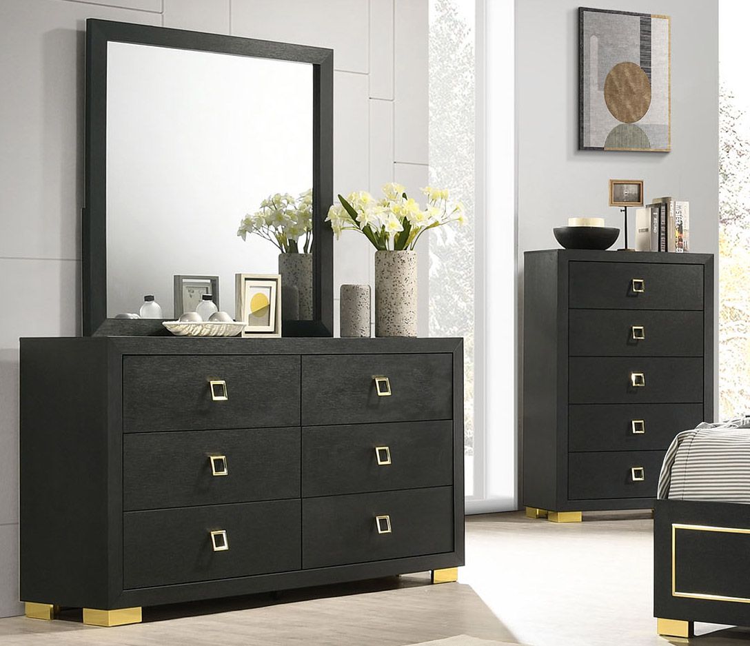 Mayda Black Finish Dresser With Mirror