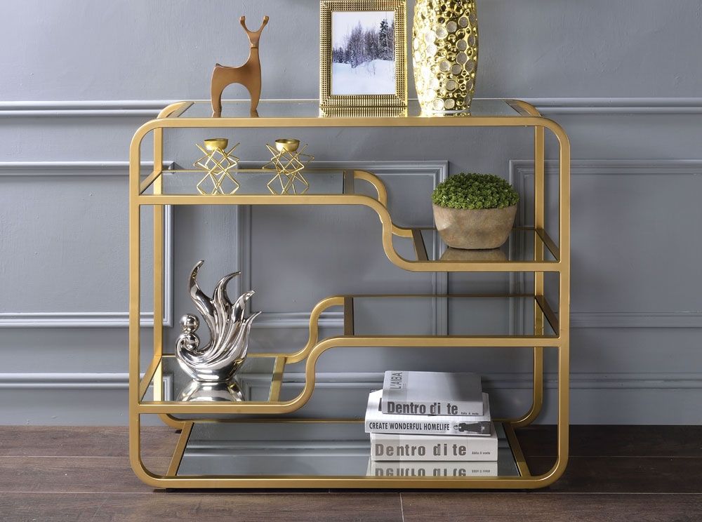 Maze Gold Finish Mirrored Coffee Table