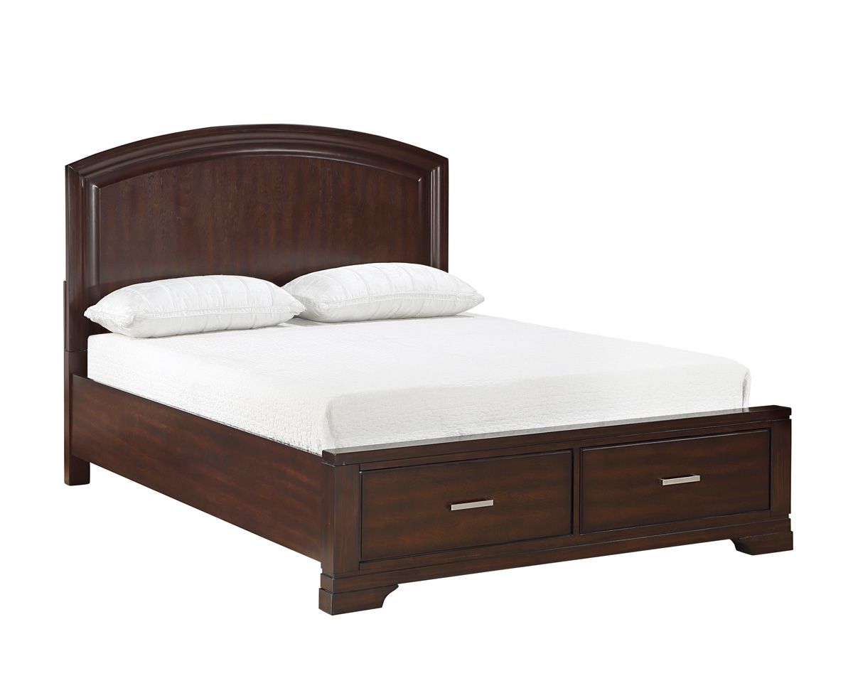 Meline Bed With Storage Drawer Cherry Finish