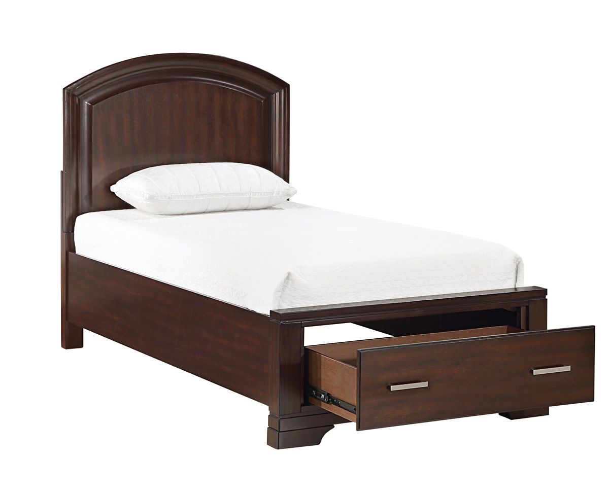 Meline Bed With Storage Drawer Cherry Finish