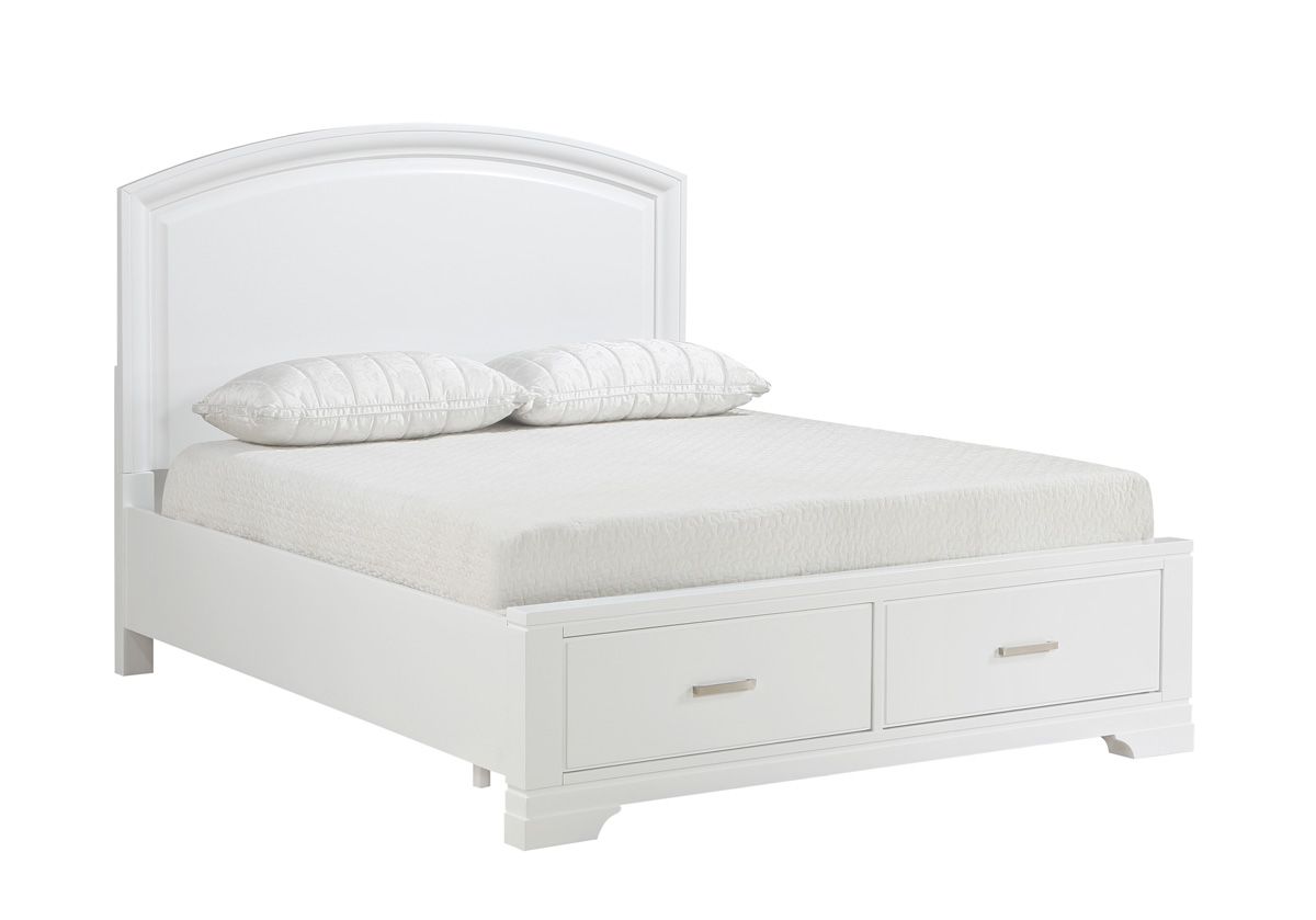 Meline White Finish Bed With Storage Drawers