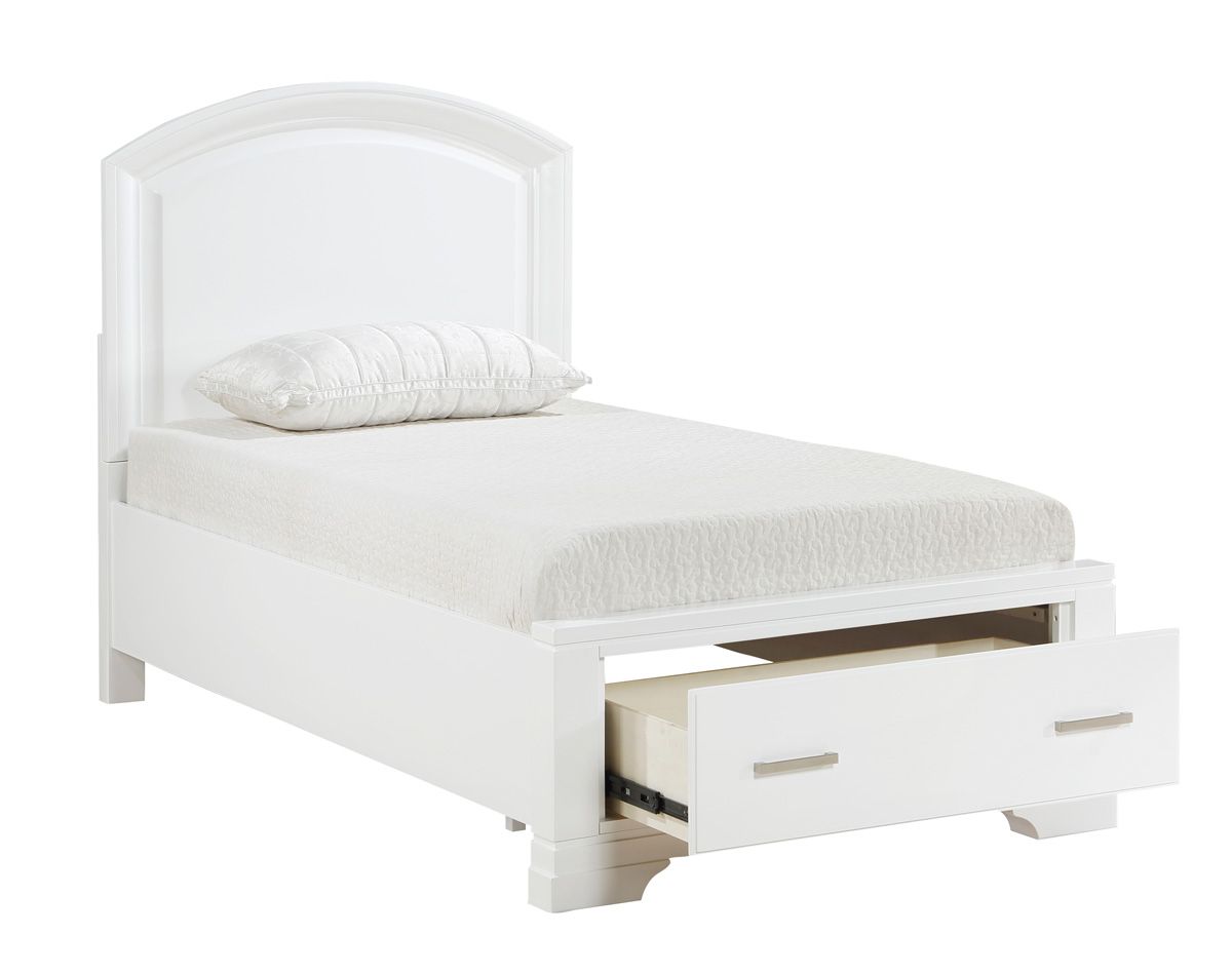 Meline White Finish Bed With Storage Drawers