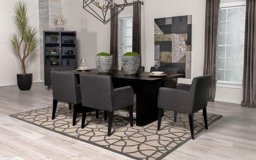 Meyrin Black Finish Dining Table Set