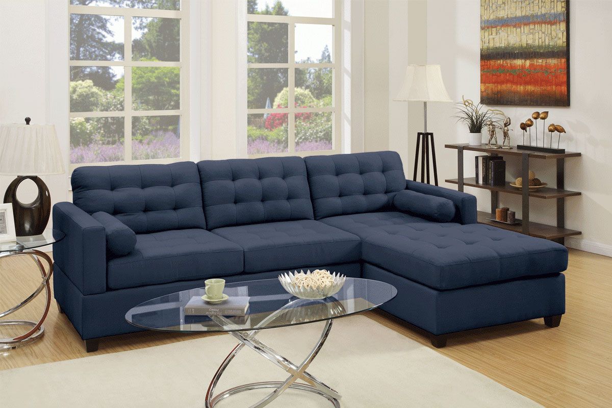 Miley Navy Linen Reversible Sectional