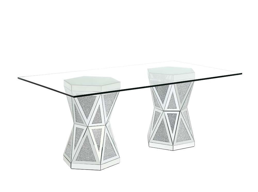 Milford Glass Top Mirrored Dining Table