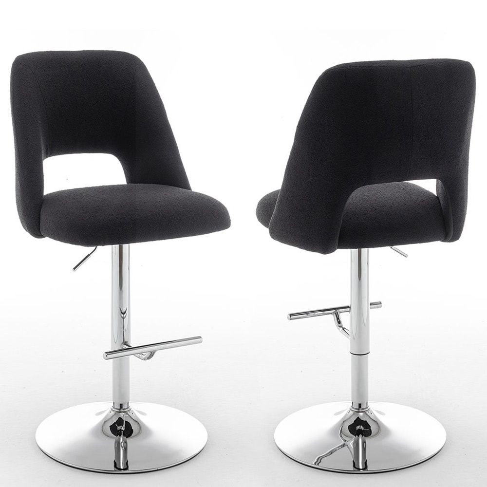 Mitzi Black Boucle Fabric Modern Barstools