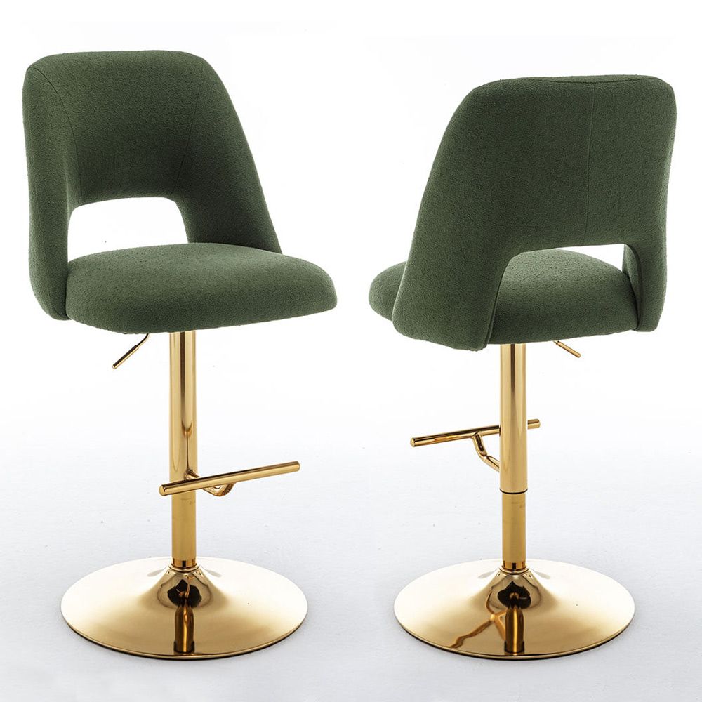 Mitzi Green Boucle Fabric Barstool Gold Base