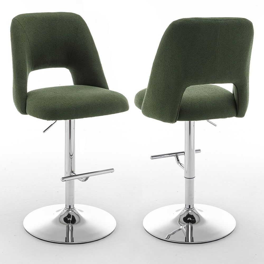 Mitzi Green Boucle Fabric Modern Barstools