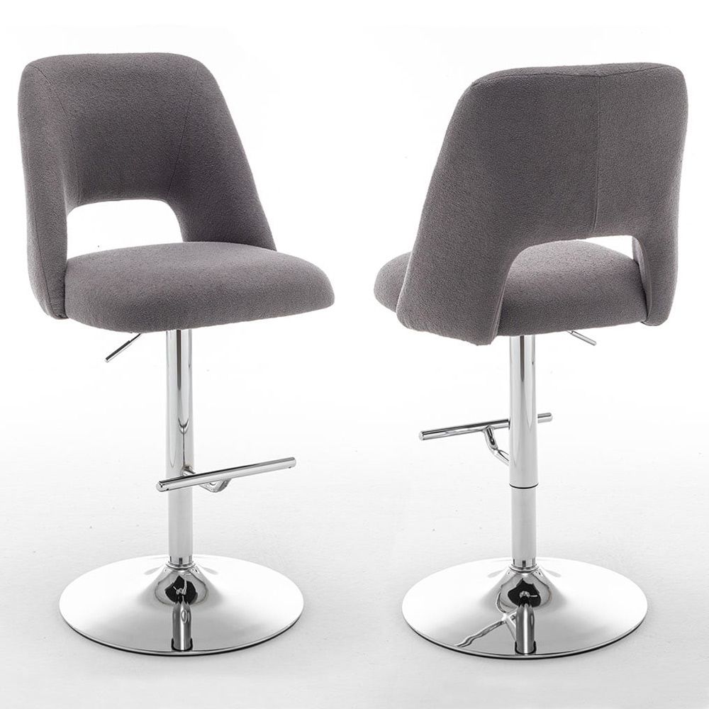 Mitzi Grey Boucle Fabric Modern Barstools