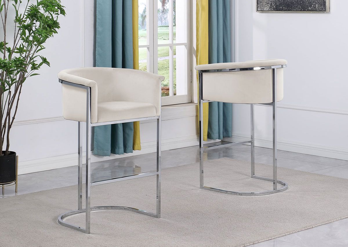 Modbury Beige Velvet Bar Chair