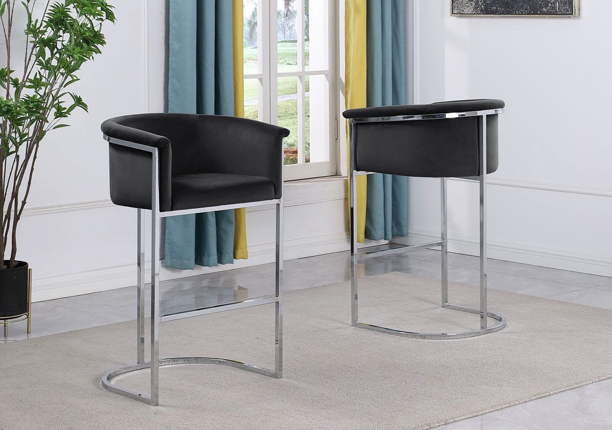 Modbury Black Velvet Bar Chair