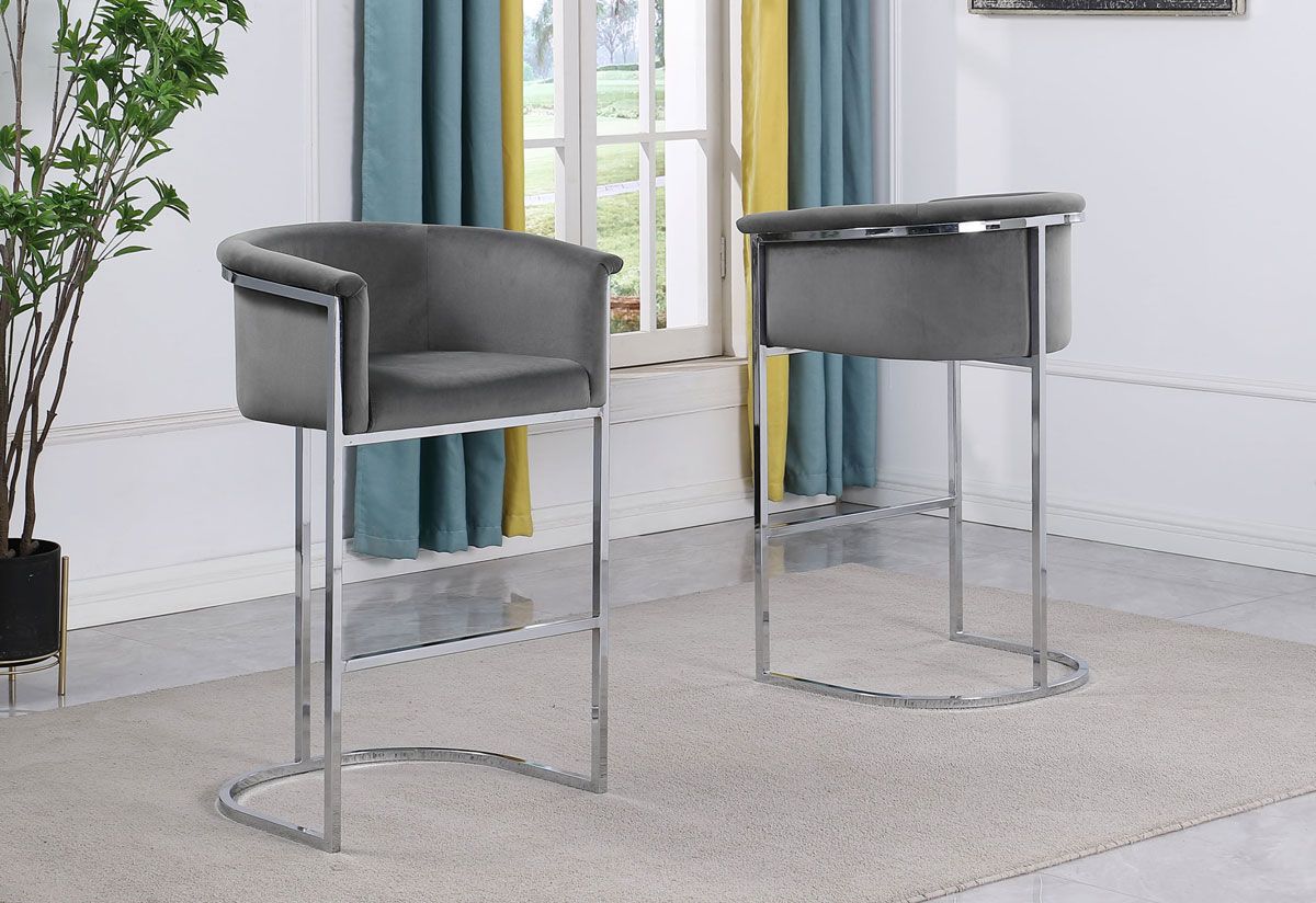 Modbury Grey Velvet Bar Chair