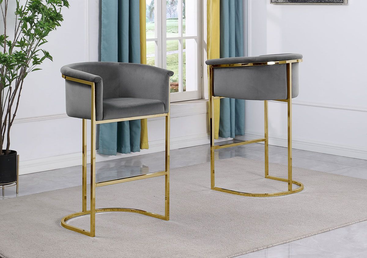 Modbury Grey Bar Chair With Gold Finish Frame