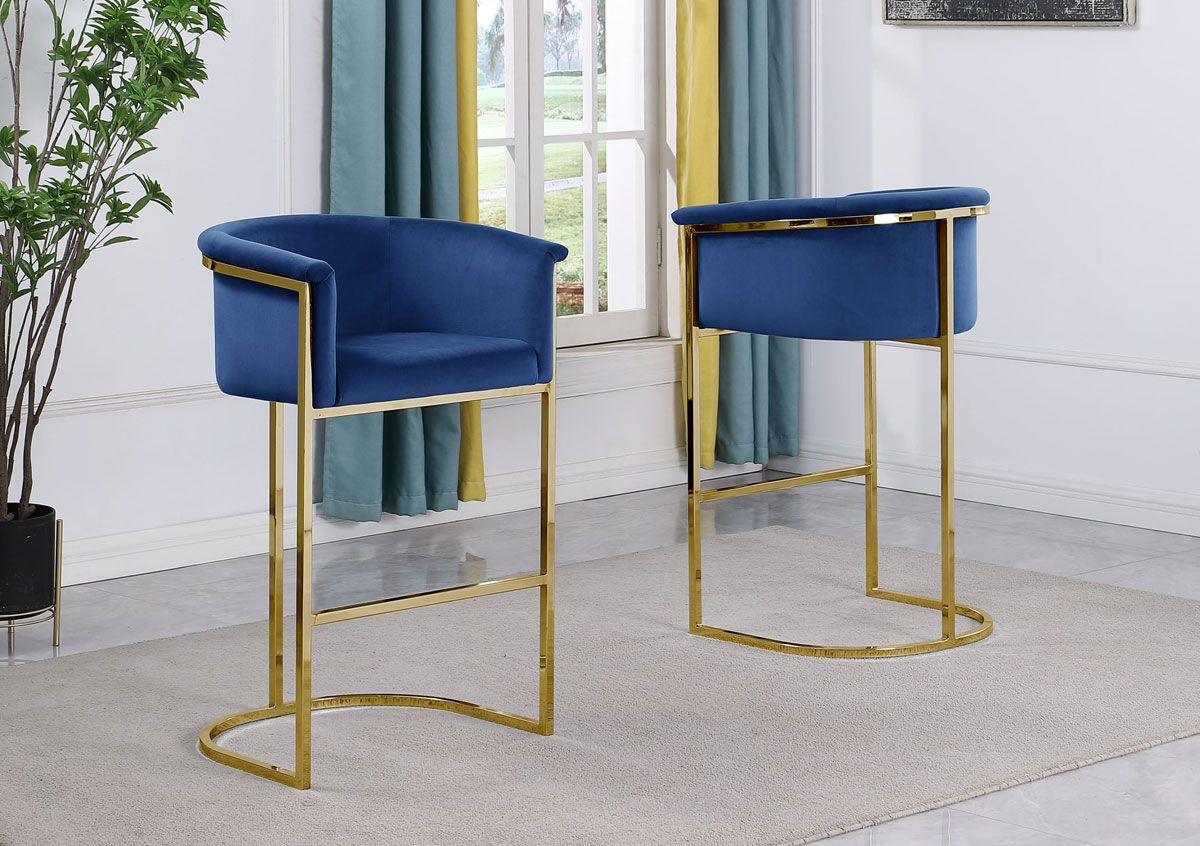 Modbury Navy Bar Chair With Gold Finish Frame