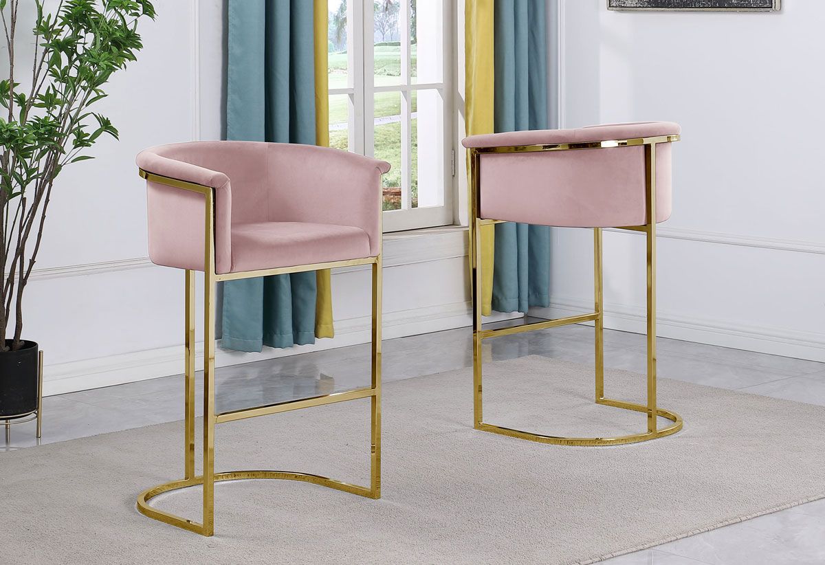 Modbury Pink Bar Chair With Gold Finish Frame