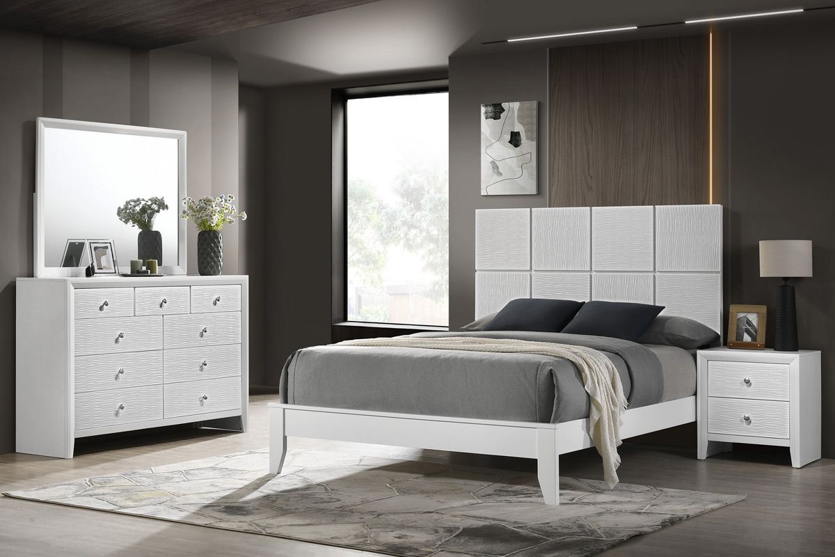 Modwell White Finish Modern Bedroom Set