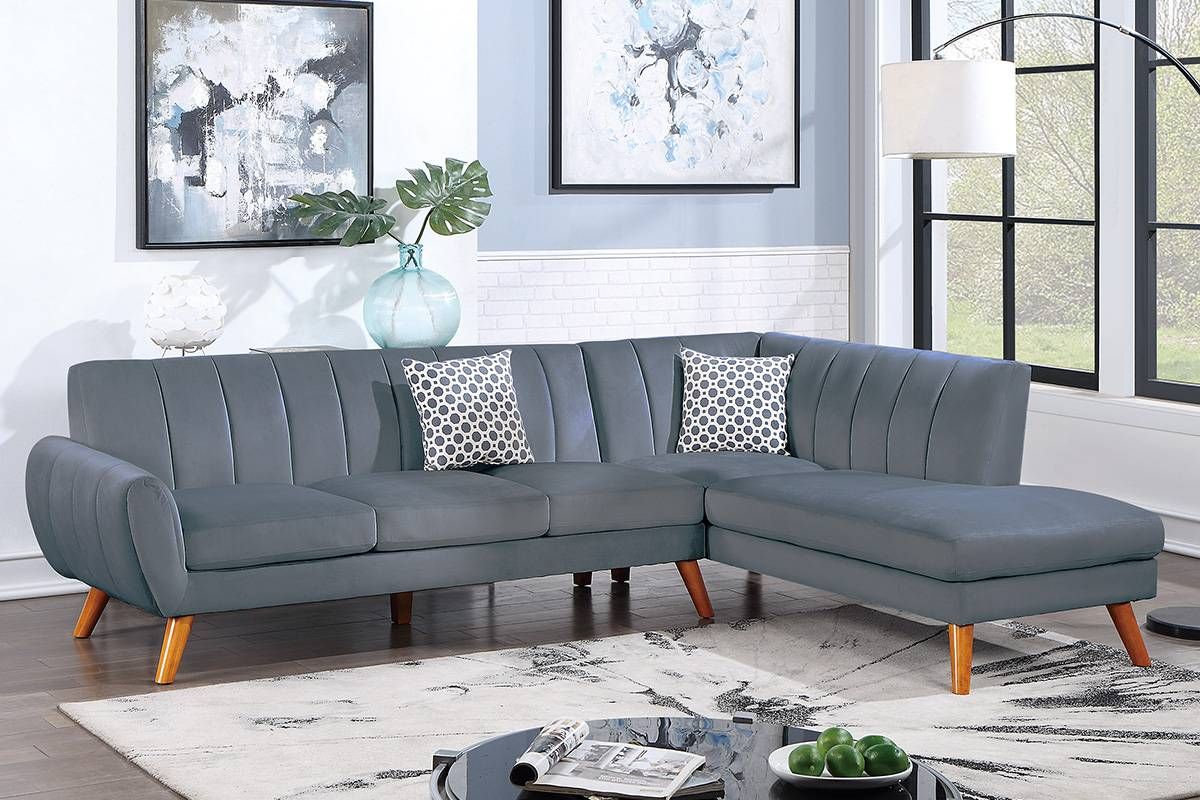 Molly Grey Velvet Sectional Sofa