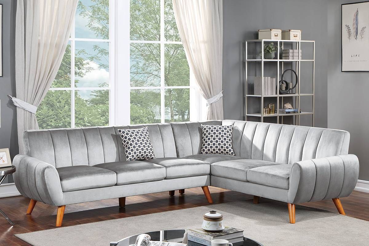 Molly Light Grey Velvet Sectional