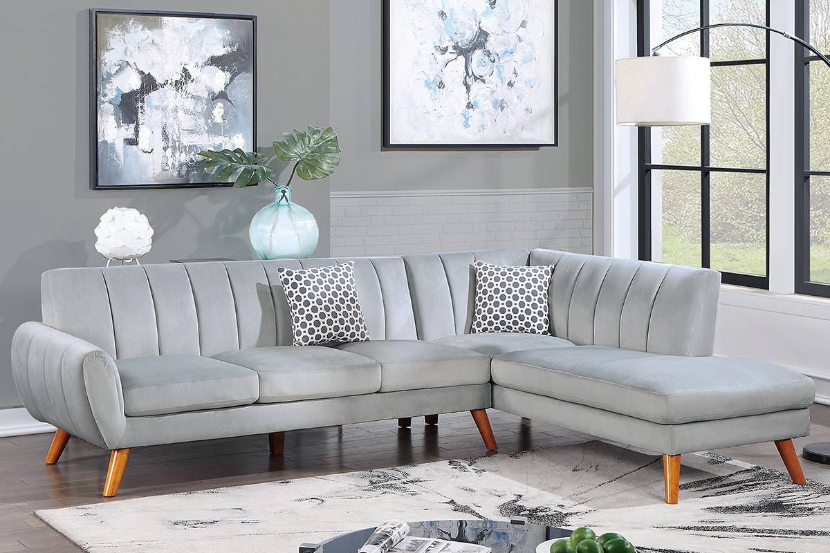 Molly Light Grey Velvet Modern Sectional