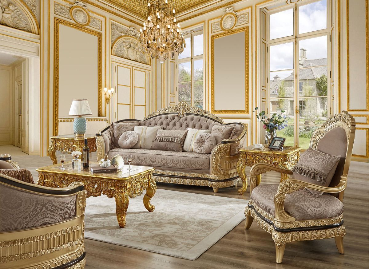 Monaco Traditional Style Sofa Gold Finish