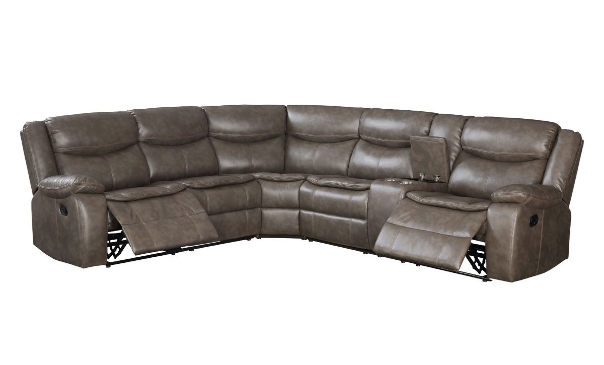 Monica Taupe Leather Dual Recliner Sectional