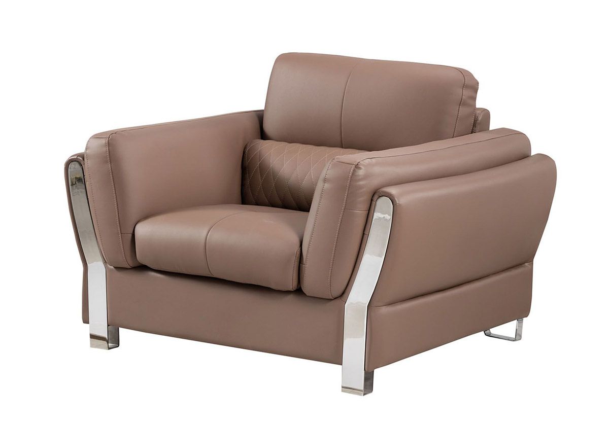 Monthey Taupe Leather Modern Chair