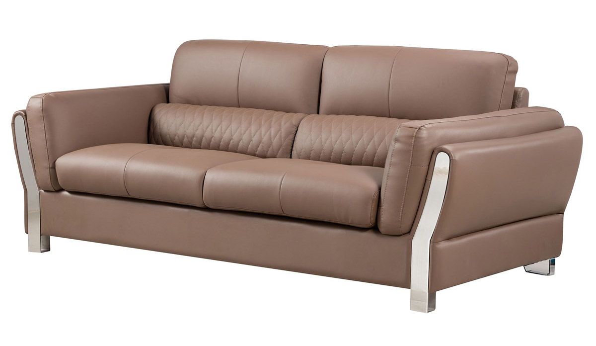 Monthey Taupe Leather Modern Sofa