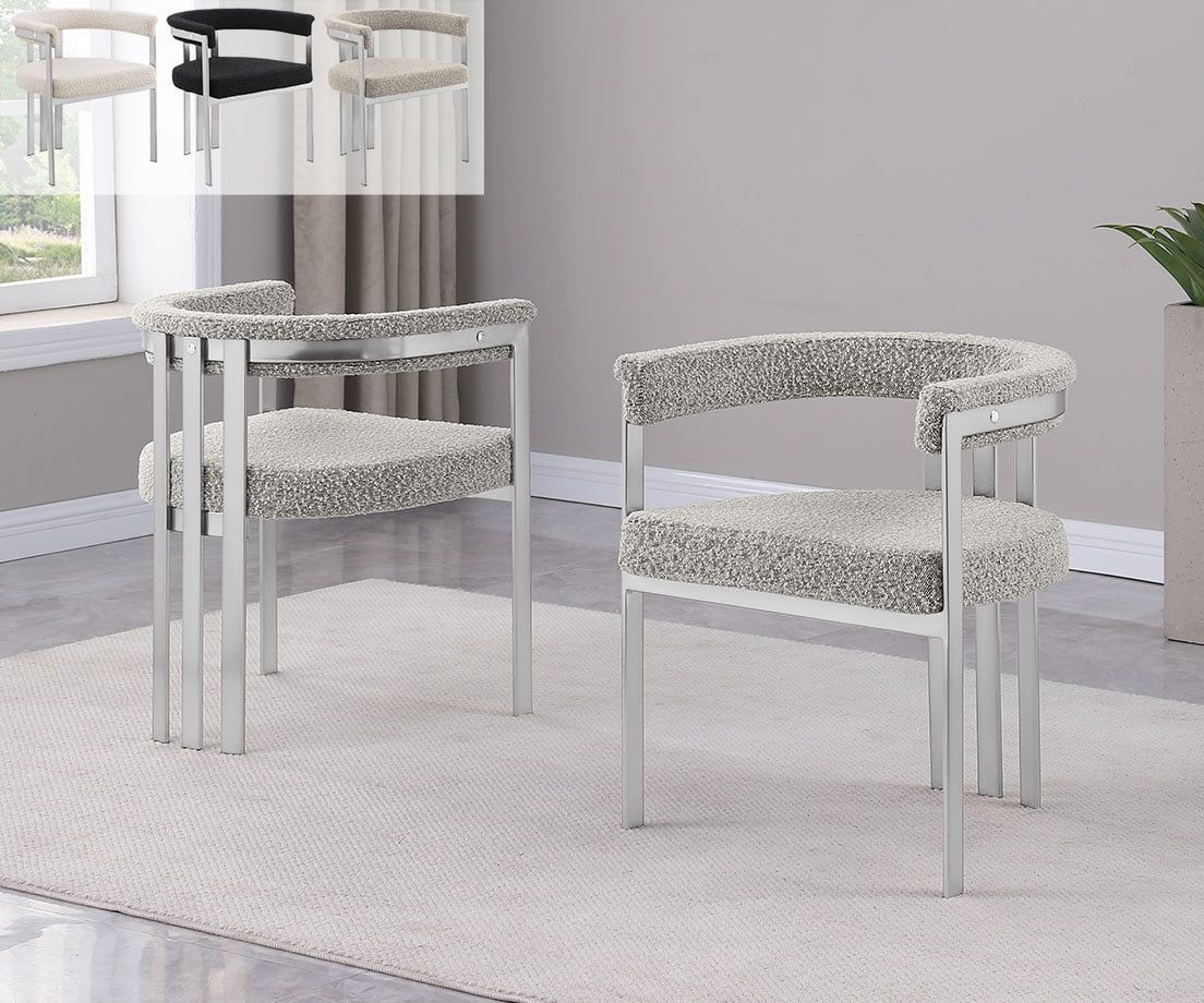 Morden Boucle Fabric Dining Chairs