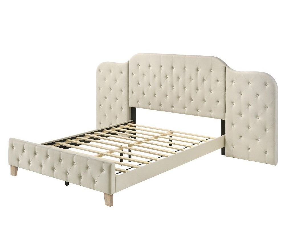 Morelia Beige Linen Platform Bed