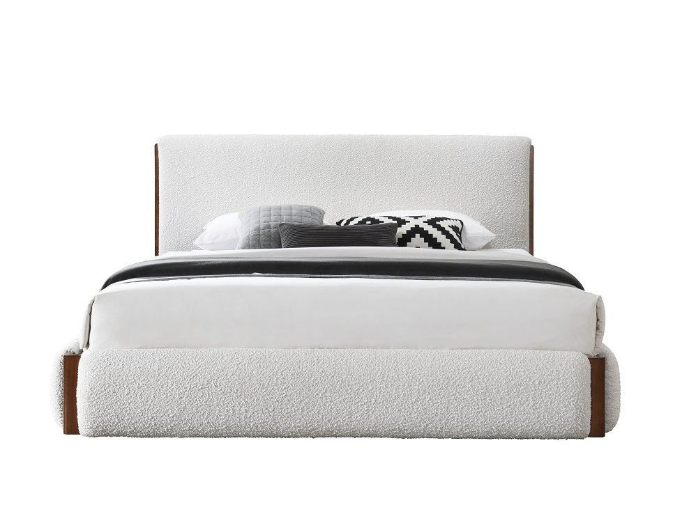 Moscow White Boucle Modern Bed