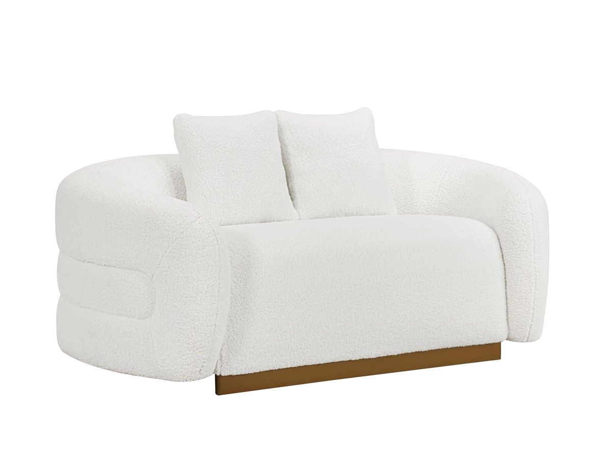 Mulsane White Boucle Modern Loveseat