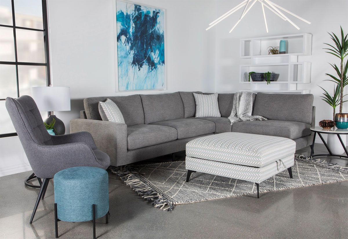 Naomi Grey Linen Fabric Sectional