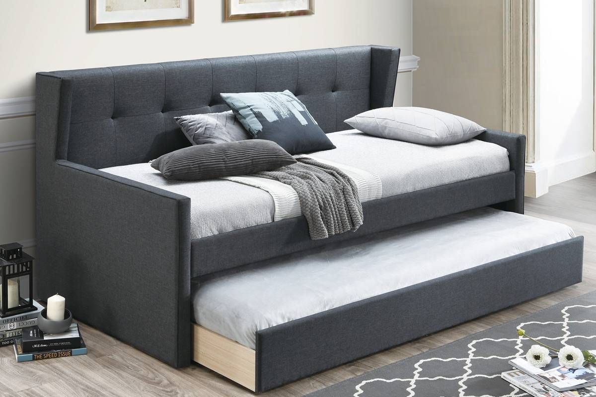 Napal Dark Grey Fabric Daybed With Trundle