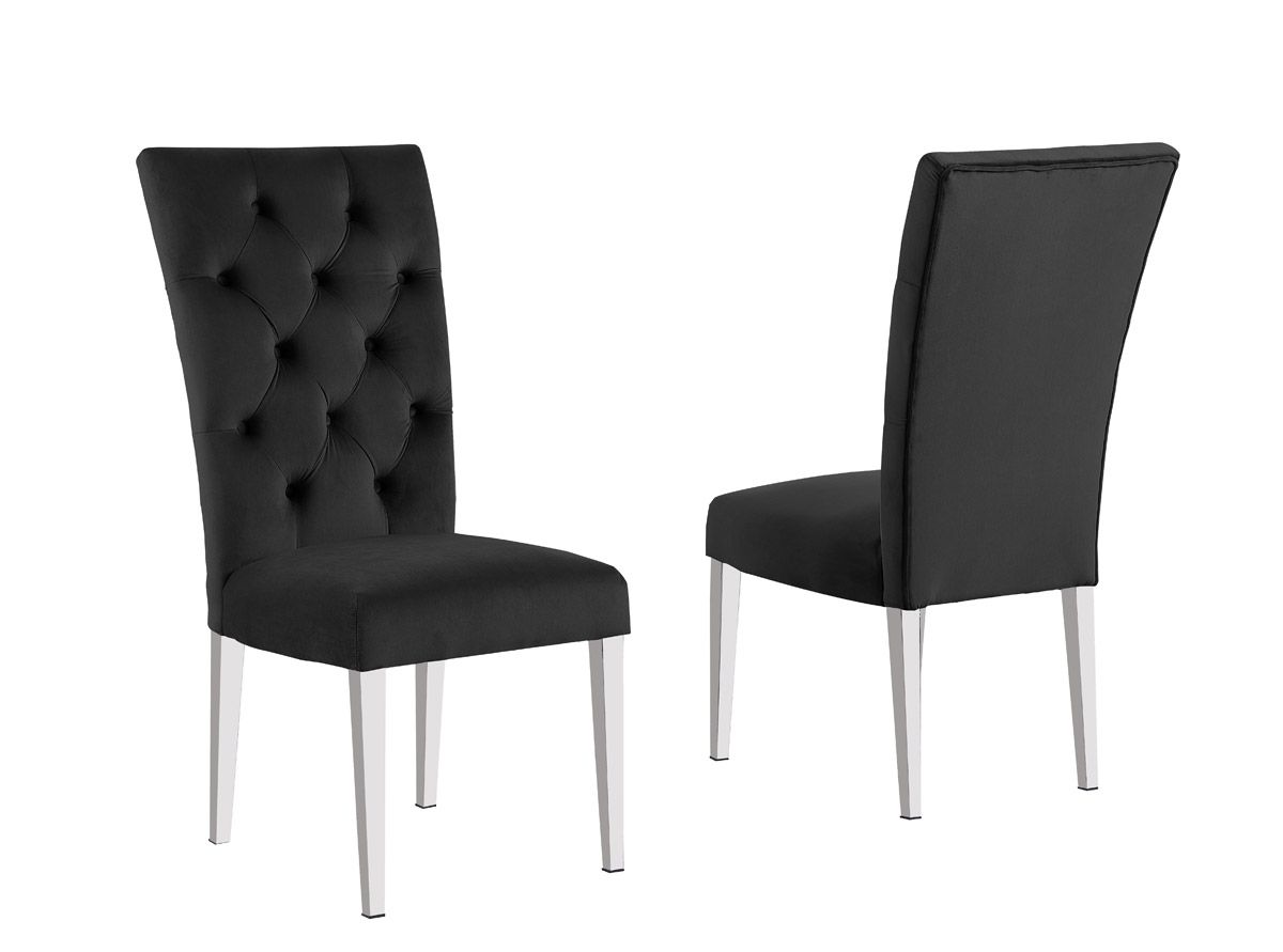 Naple Tufted Black Velvet Chairs