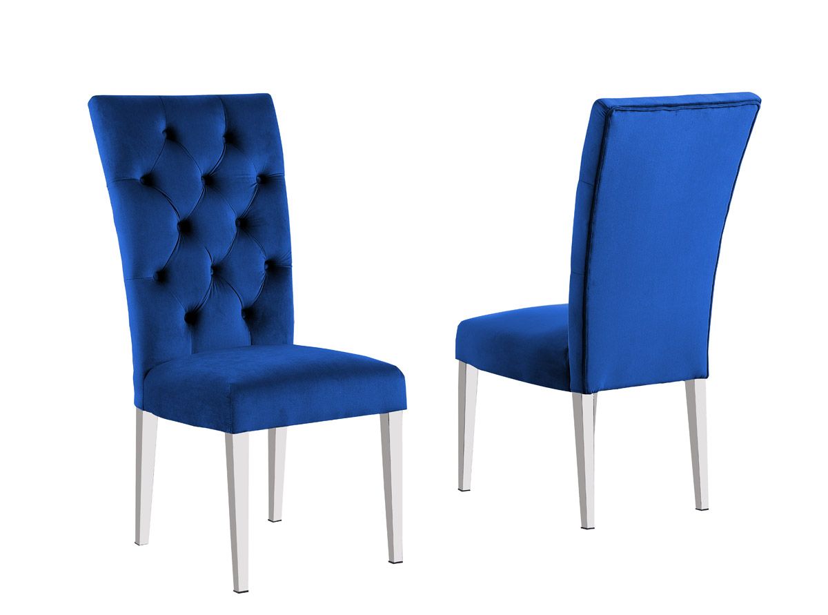 Naple Tufted Blue Velvet Chairs