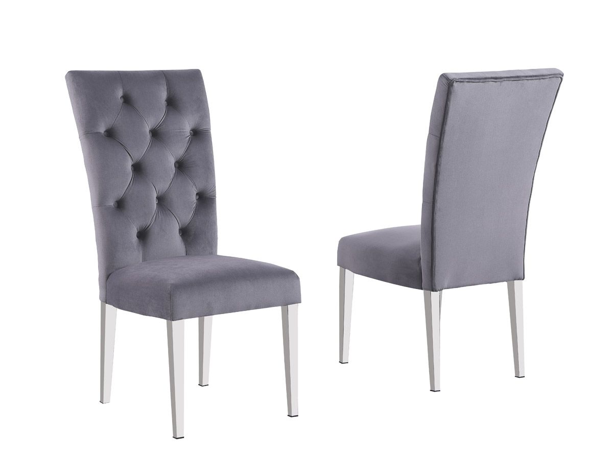 Naple Tufted Grey Velvet Chairs