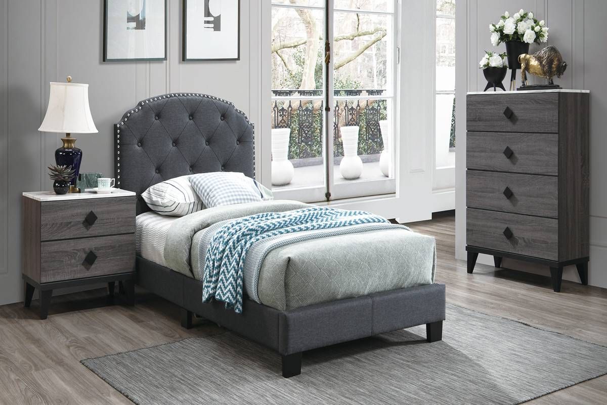 Nashville Dark Grey Fabric Bed