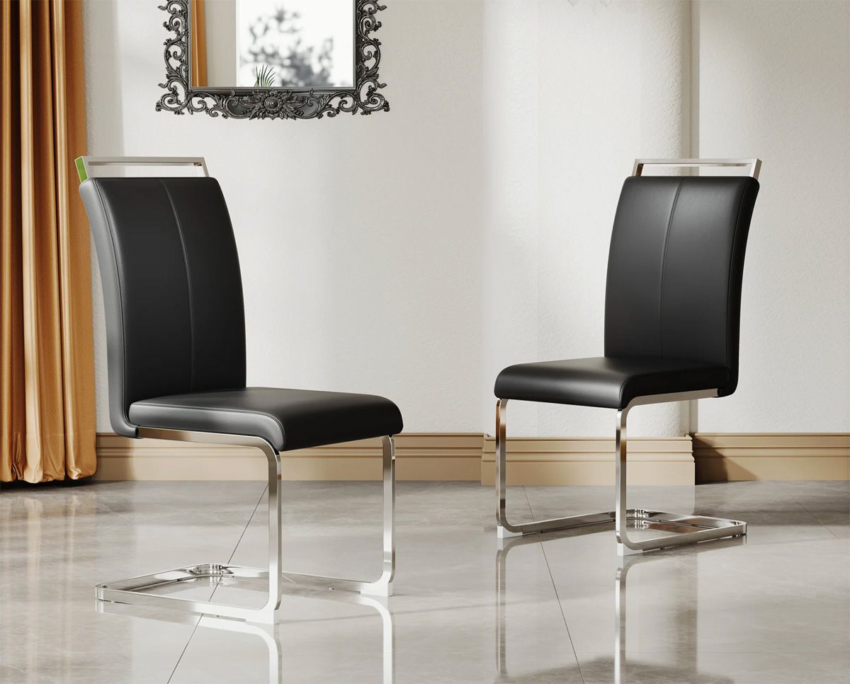 Napel Black Dining Chair Chrome Base