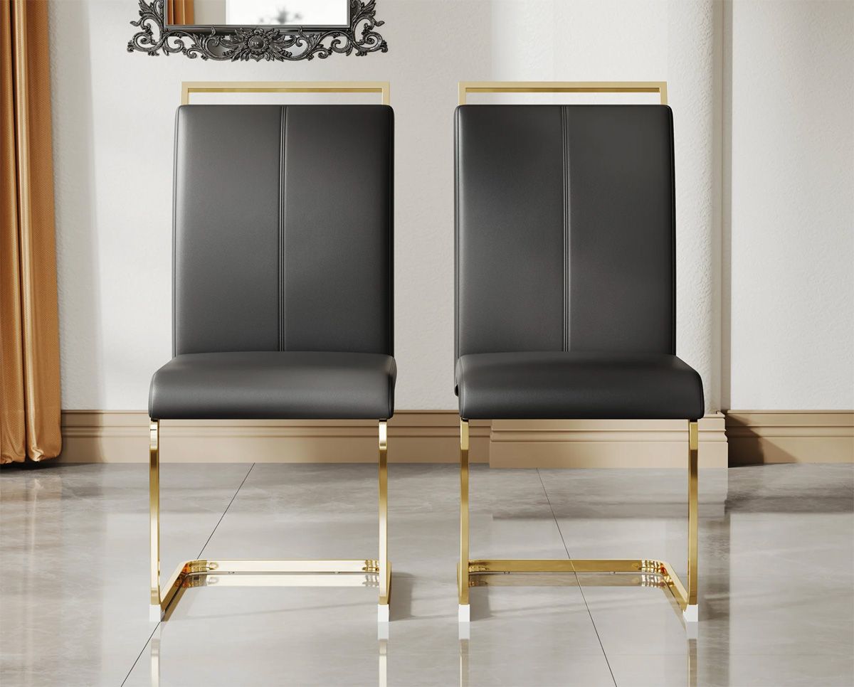 Napel Black Dining Chair Gold Base