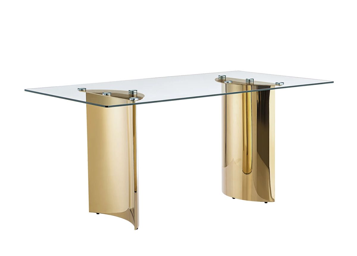 Nepal Glass Dining Table With Gold Base