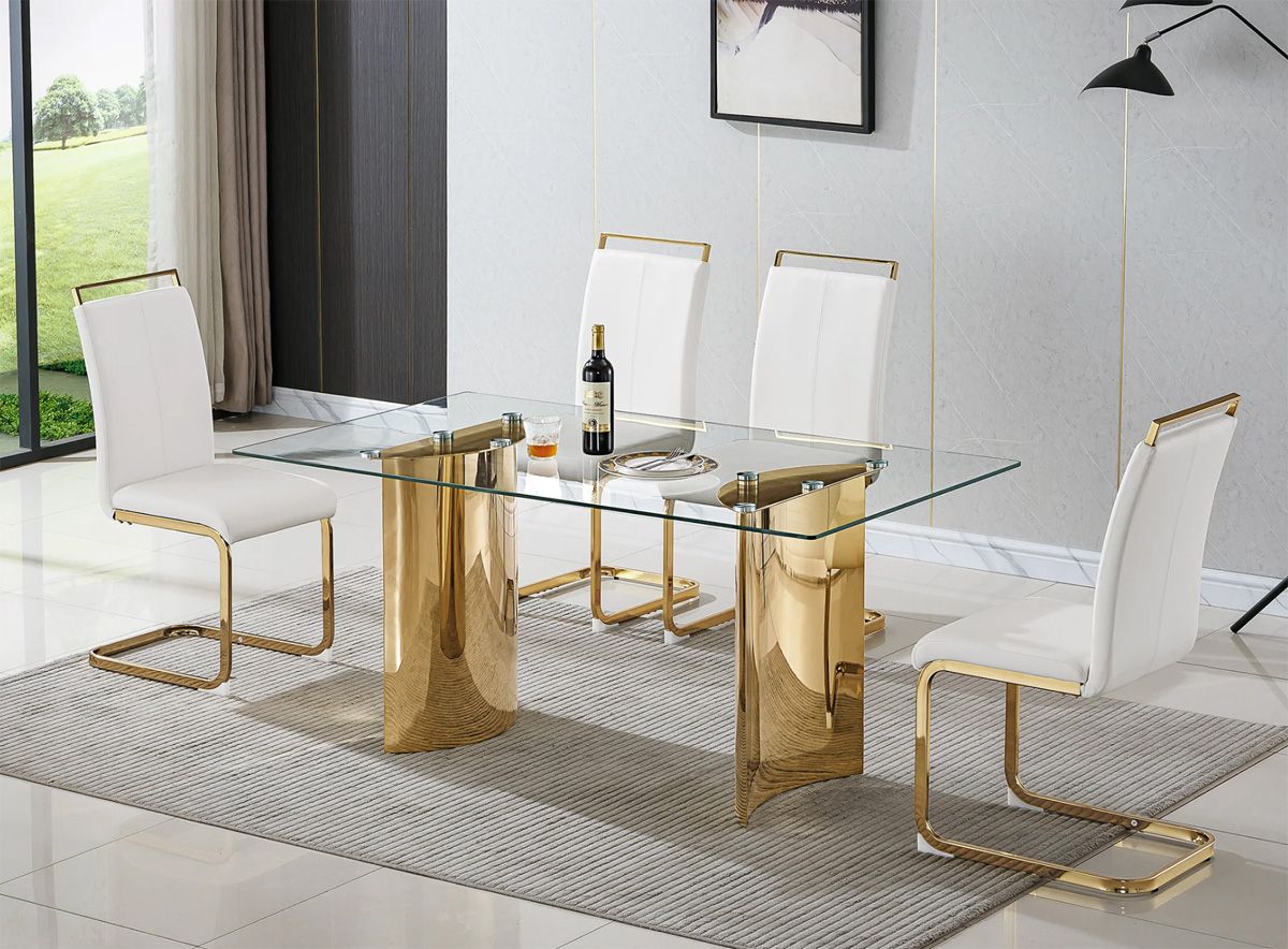 Nepal Glass Dining Table With Four Chairs