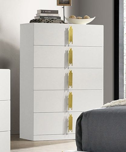 Newell White Chest With Gold Accent