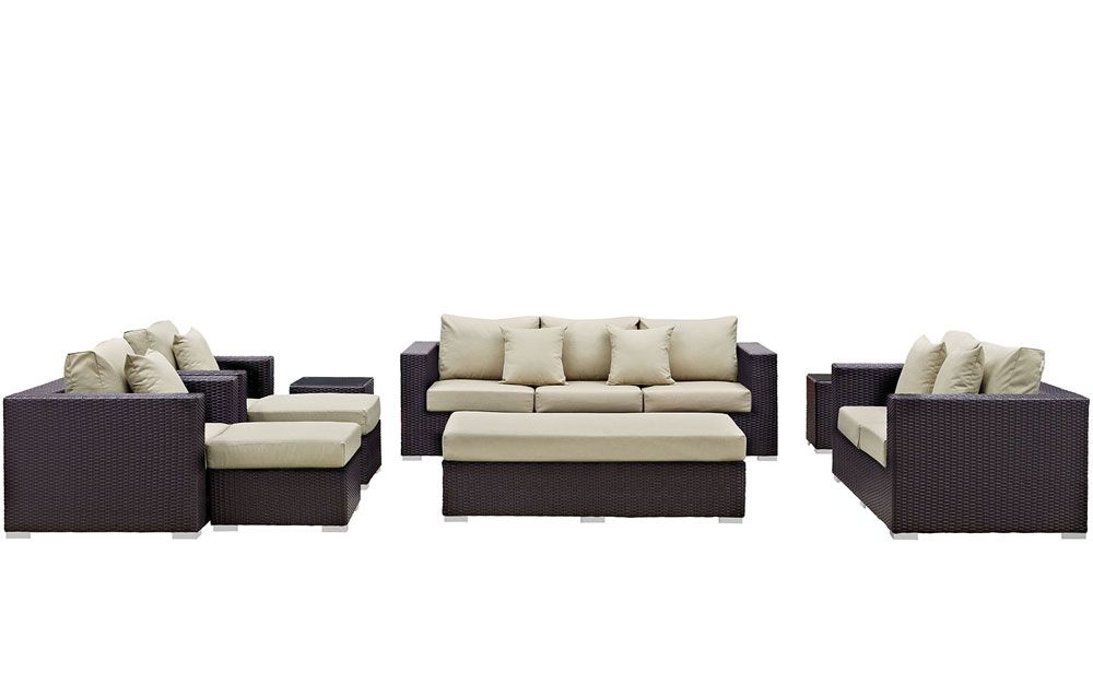 Newland Beige 9-Piece Modern Outdoor Sofa Set