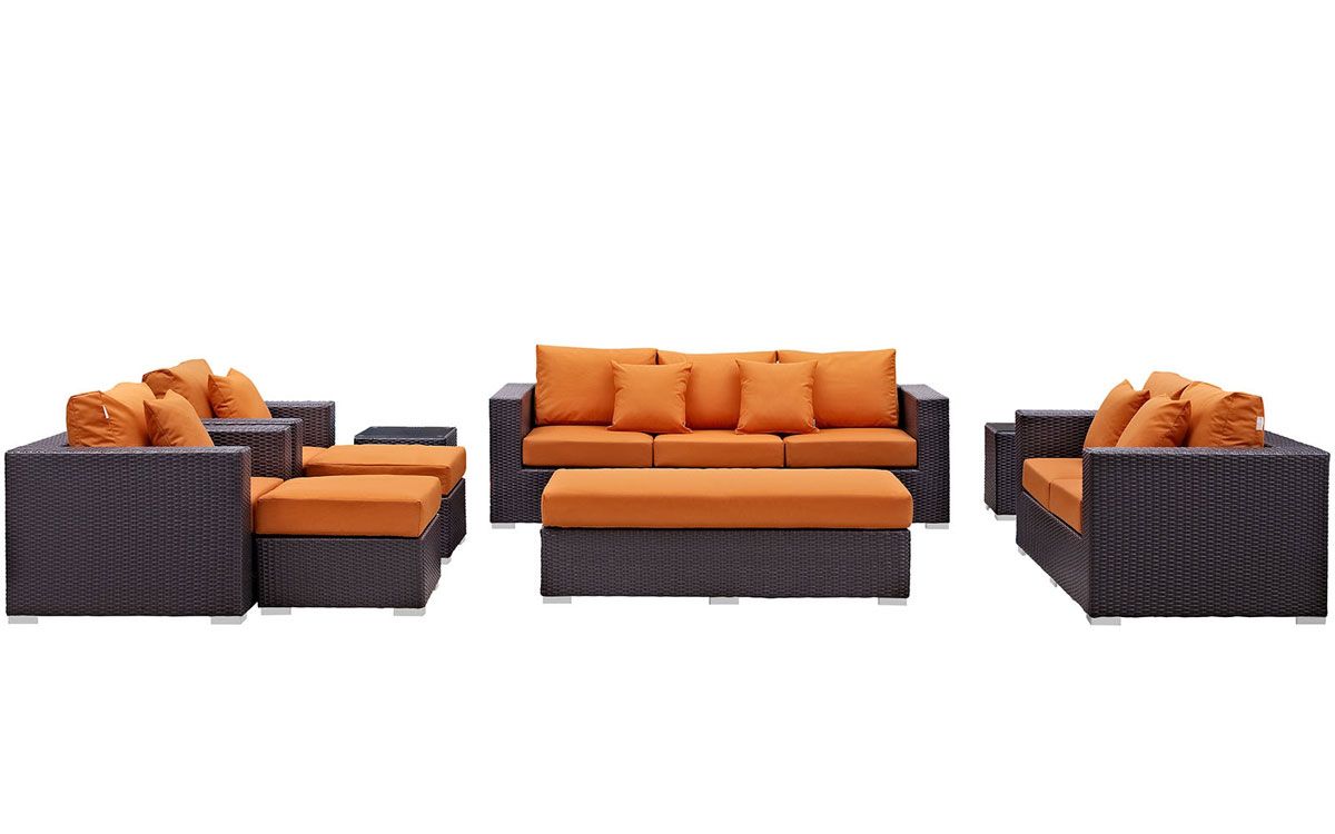 Newland Orange 9-Piece Patio Sofa Set