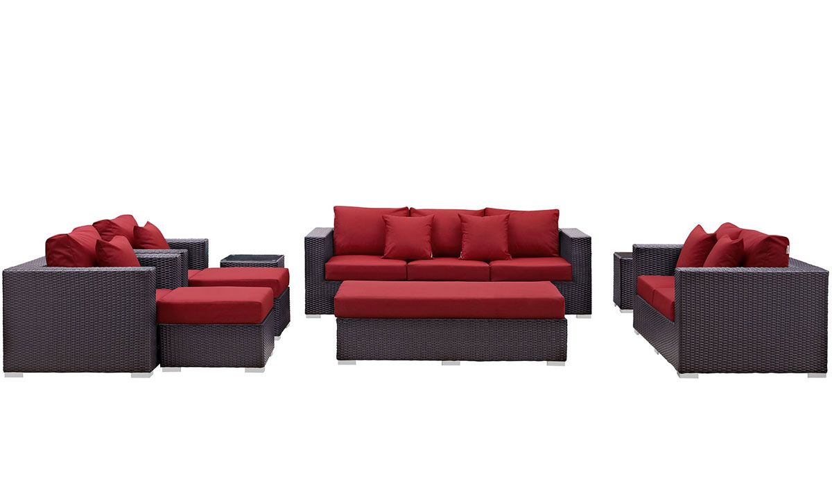 Newland Red 9-Piece Patio Sofa Set